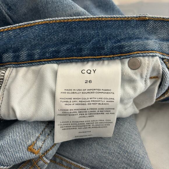 CQY Denim Raw Hem Skinny Jeans Light Wash Size 26 - Picture 3 of 3